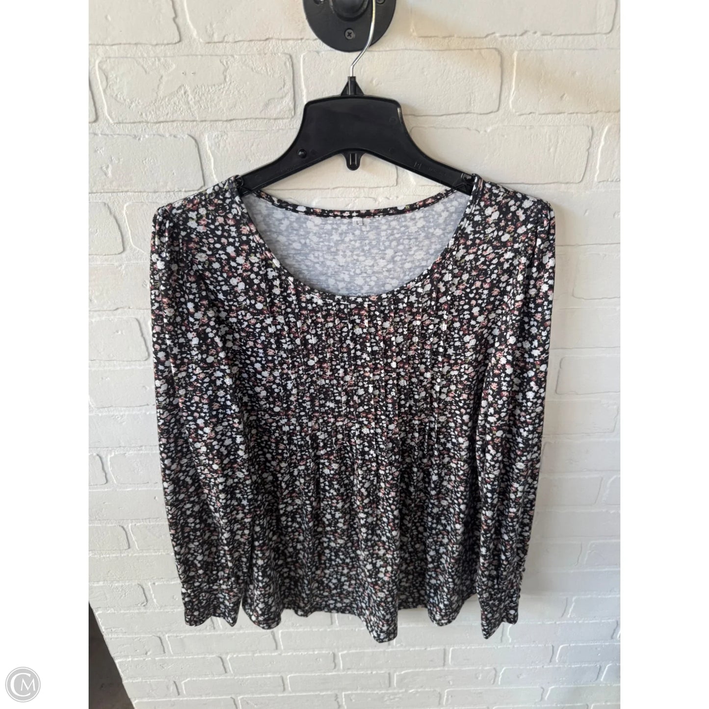 Top Long Sleeve By Cmf In Black & Tan, Size: L