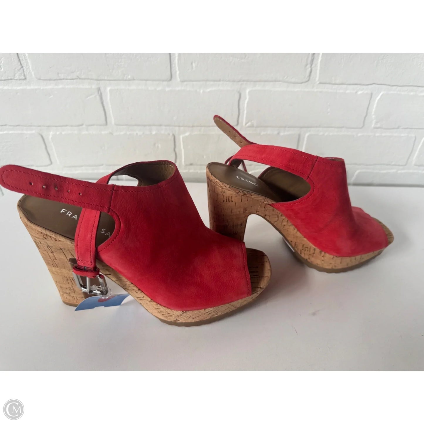 Sandals Heels Block By Franco Sarto In Red & Tan, Size: 7.5