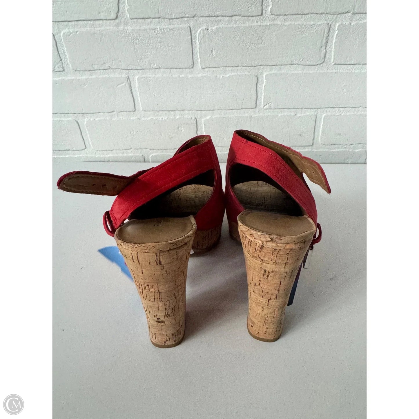 Sandals Heels Block By Franco Sarto In Red & Tan, Size: 7.5