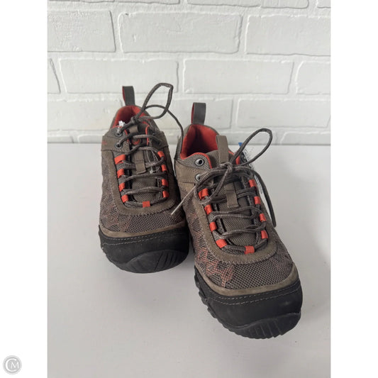 Shoes Hiking By Merrell In Brown & Orange, Size: 7.5