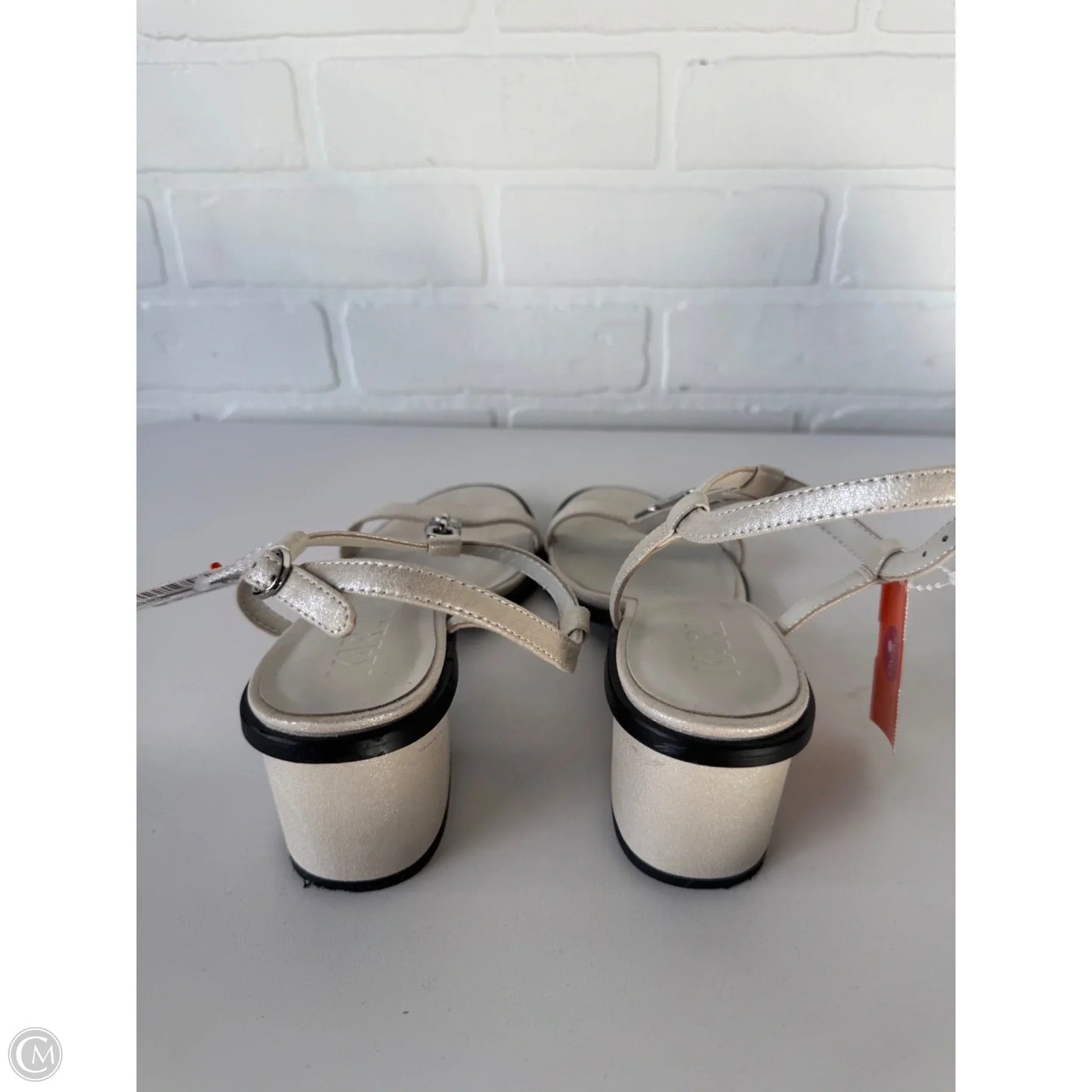 Sandals Designer By Karl Lagerfeld In Cream & Silver, Size: 6