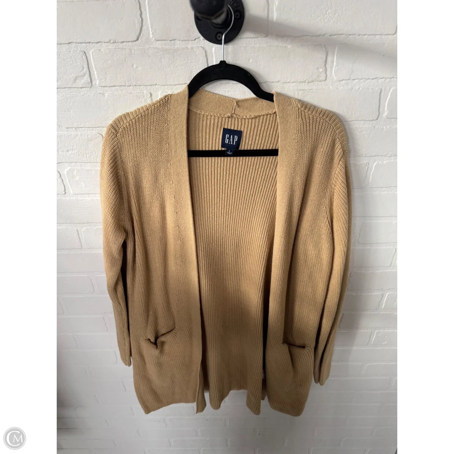 Sweater Cardigan By Gap In Tan, Size: L