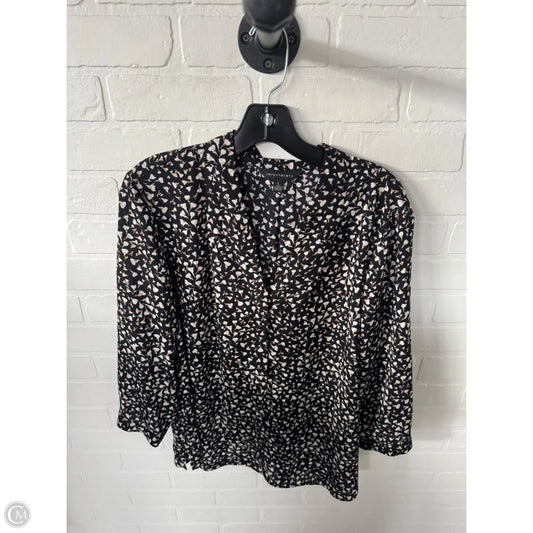 Blouse Long Sleeve By Investments In Black & Cream, Size: L