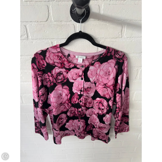 Sweater Cardigan By Garnet Hill In Black & Pink, Size: Xl