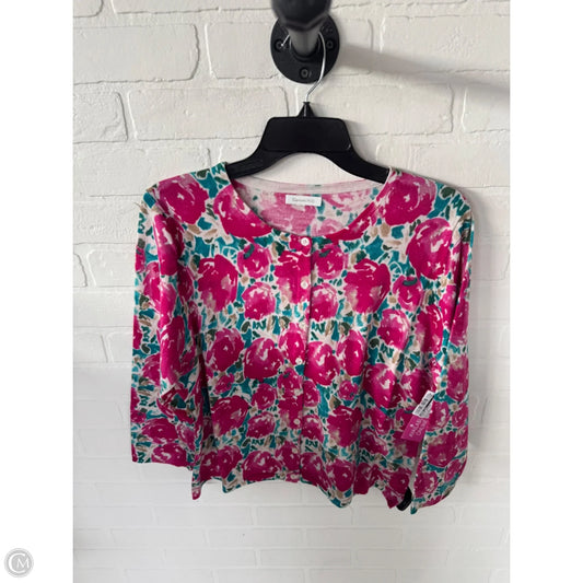 Sweater Cardigan By Garnet Hill In Pink & Tan, Size: Xl