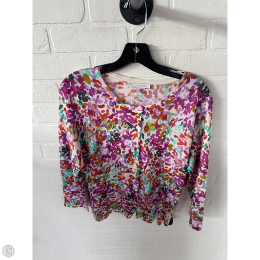 Sweater Cardigan By Garnet Hill In Purple & White, Size: Xl