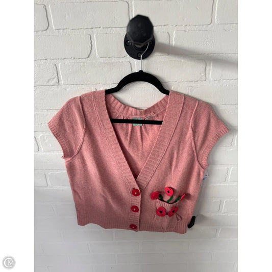 Sweater Cardigan By Chicwish In Pink & Red, Size: S