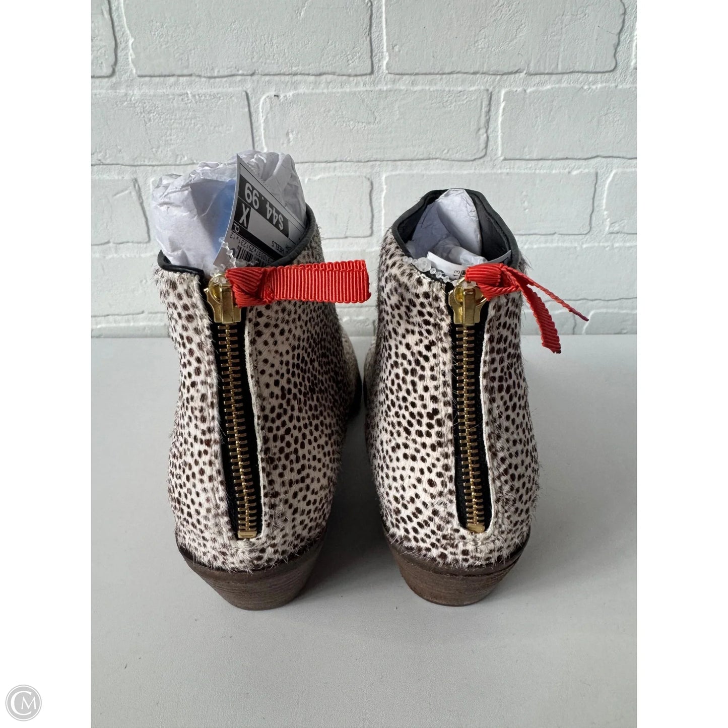 Boots Ankle Heels By Boden In Brown & Cream, Size: 11