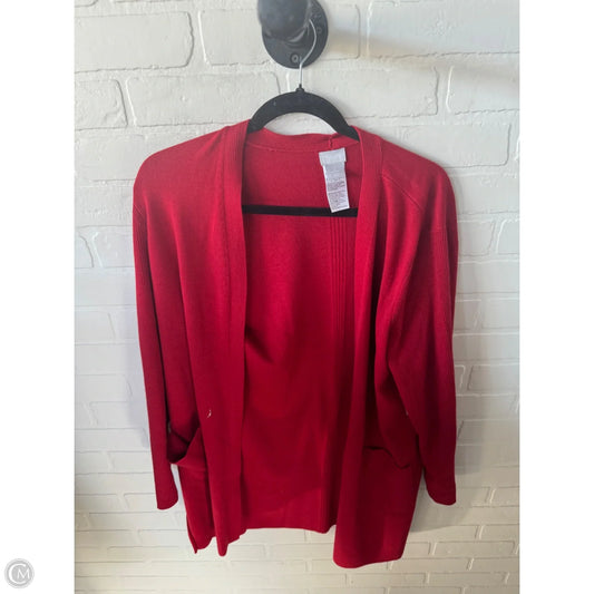 Sweater Cardigan By Chicos In Red, Size: L