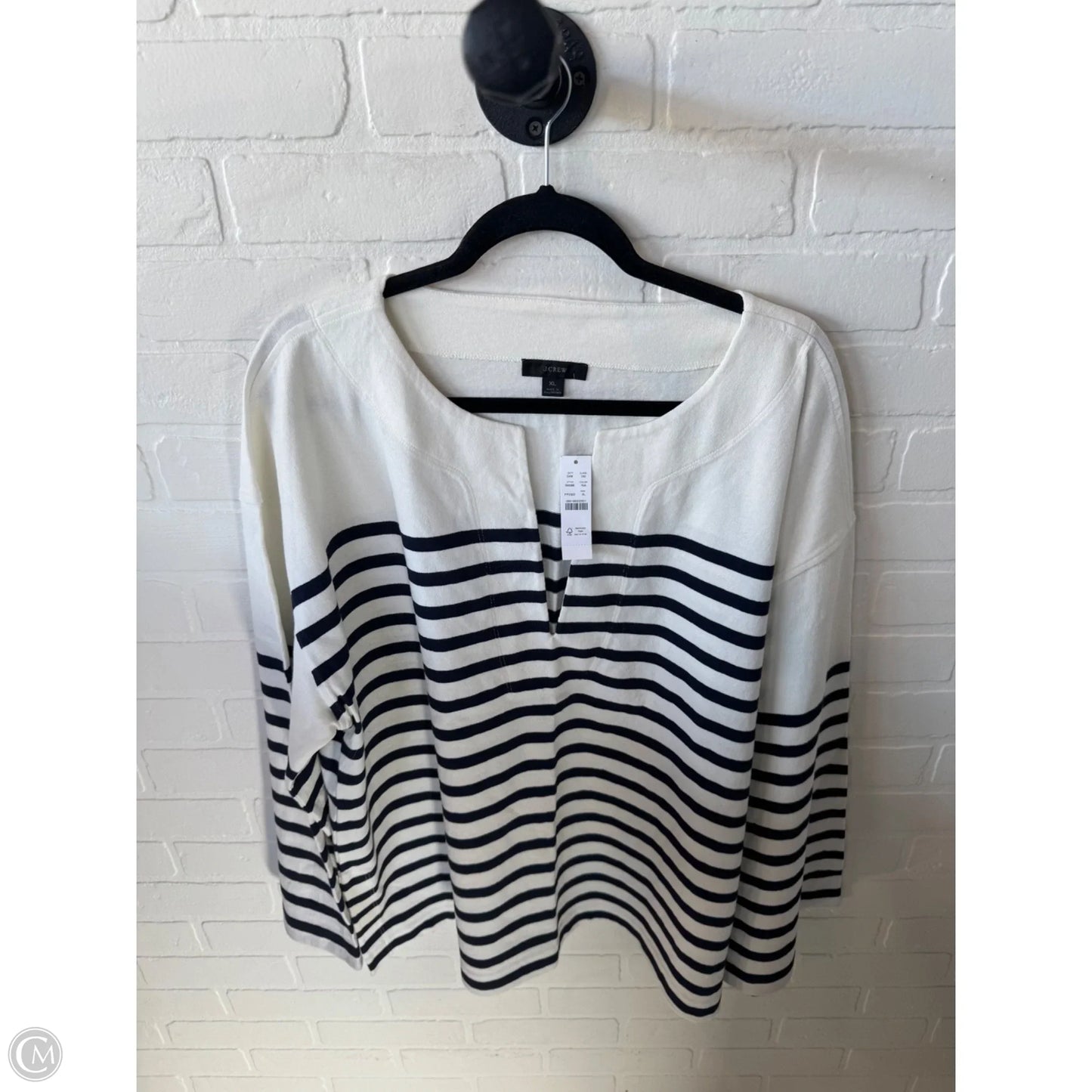Top Long Sleeve By J. Crew In Blue & White, Size: Xl