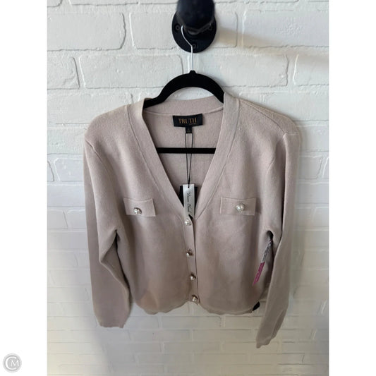 Sweater Cardigan By Truth In Tan & White, Size: L