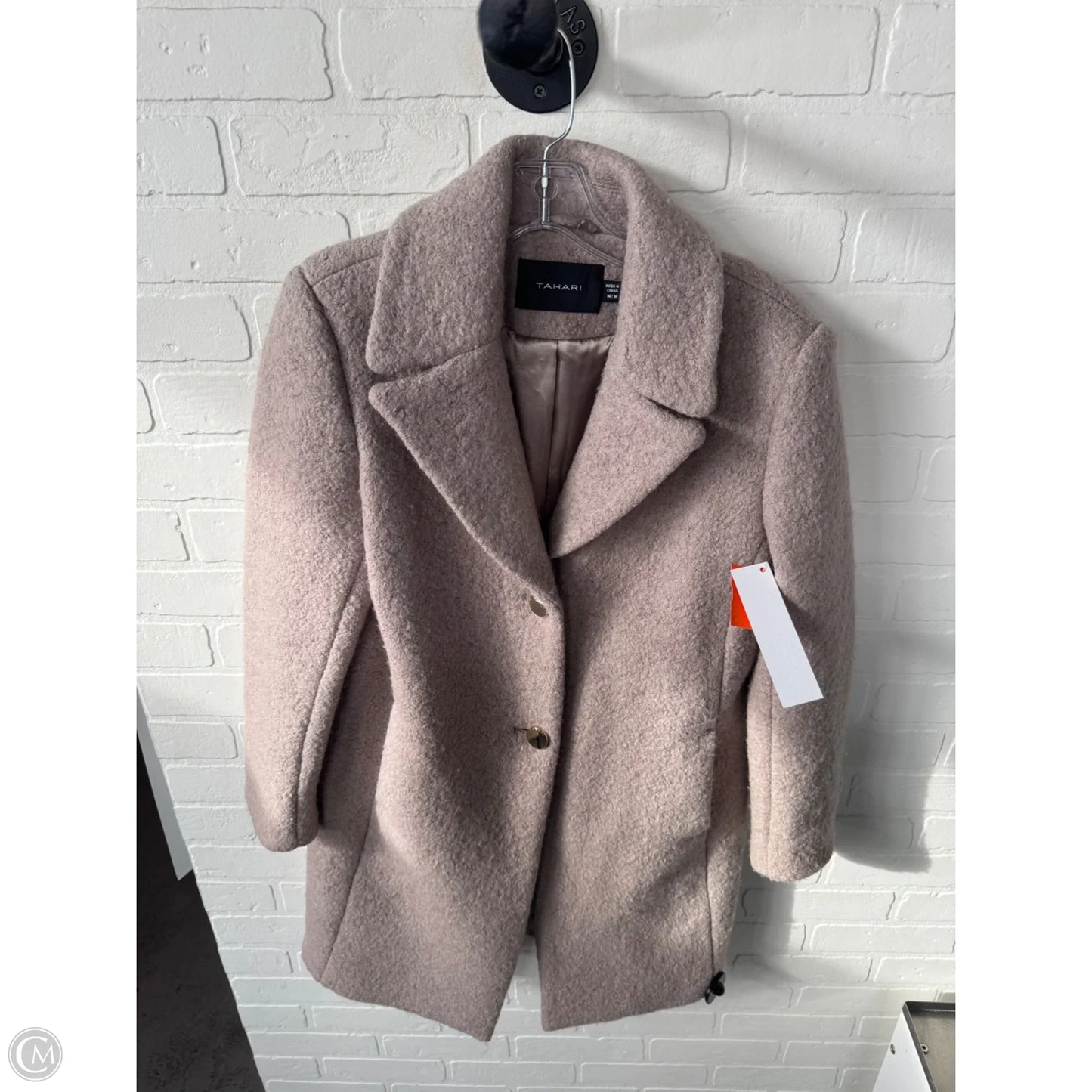 Coat Wool By Tahari In Taupe, Size: M