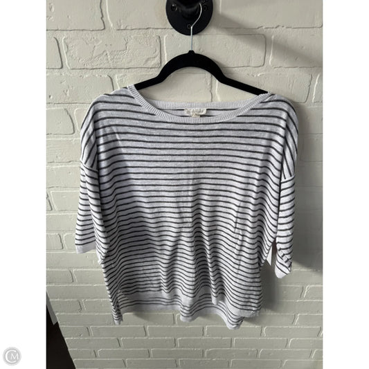 Sweater Short Sleeve By Eileen Fisher In Green & White, Size: M