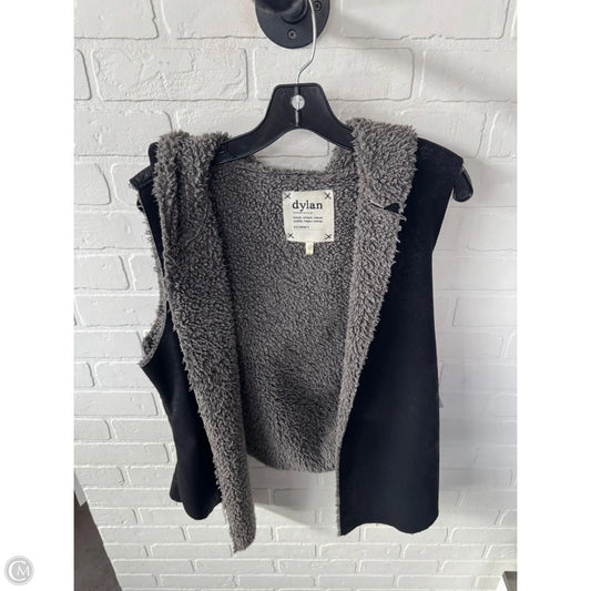 Vest Faux Fur & Sherpa By Dylan In Black & Grey, Size: L