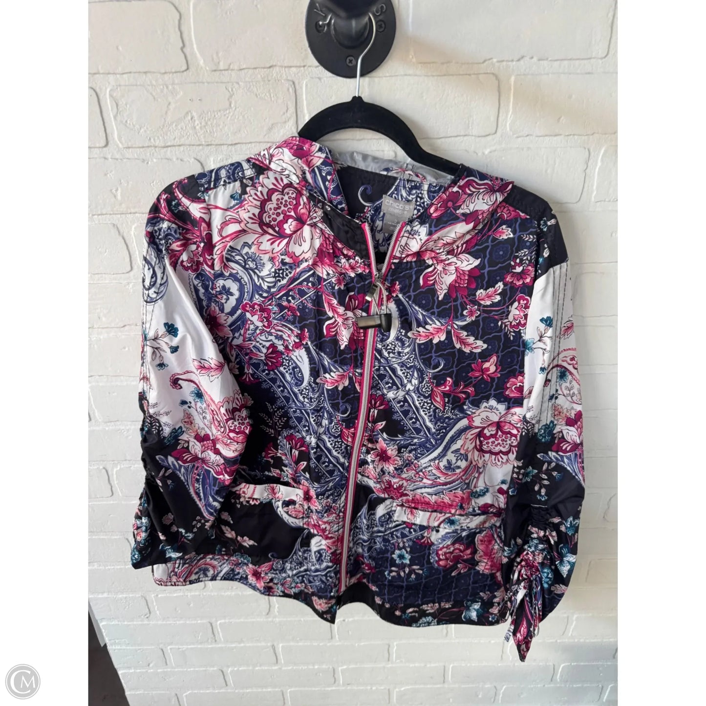 Jacket Other By Chicos In Black & Pink, Size: L