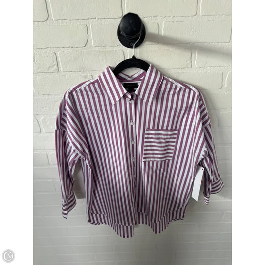 Blouse 3/4 Sleeve By J. Jill In Purple & White, Size: Xsp