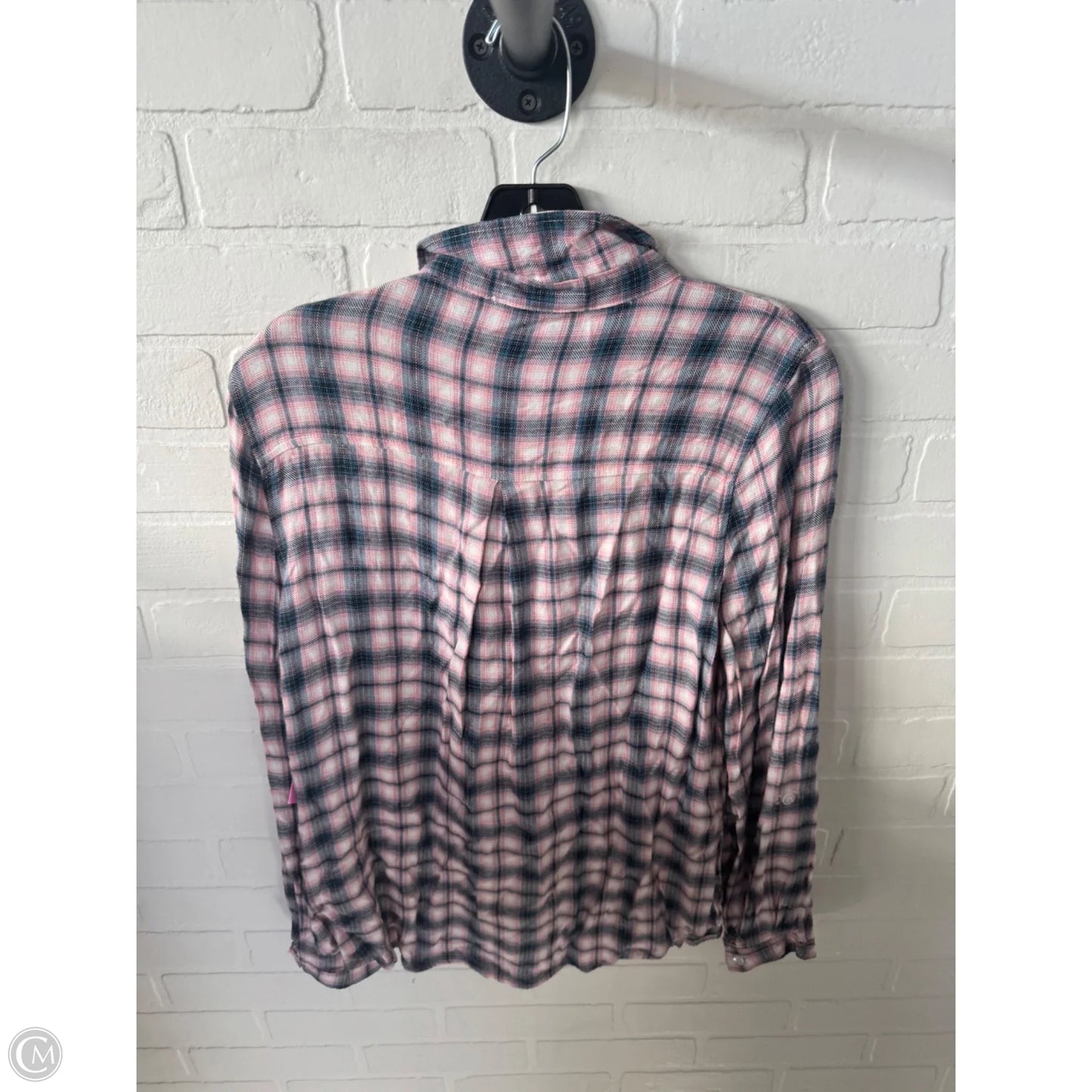 Top Long Sleeve By Sweet Wanderer In Pink & White, Size: L