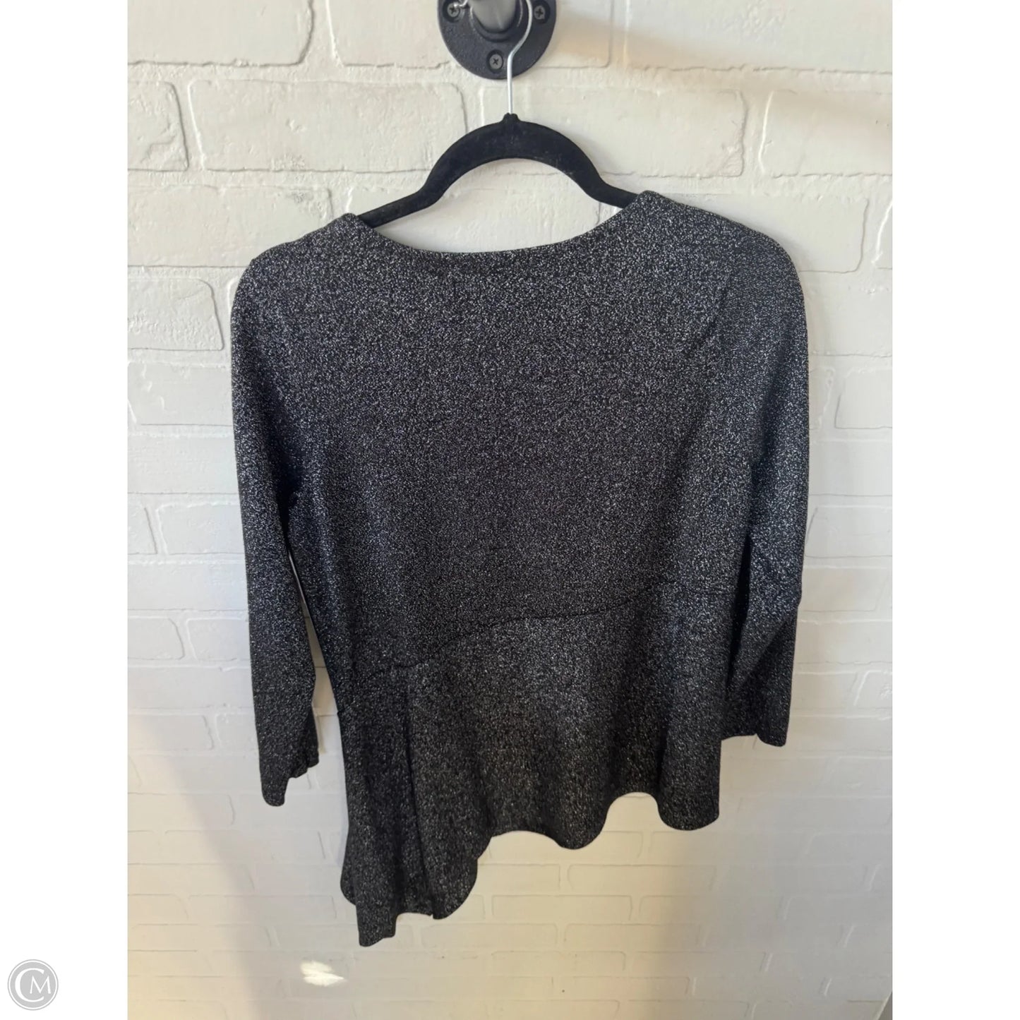 Tunic Long Sleeve By Alfani In Black & Silver, Size: M