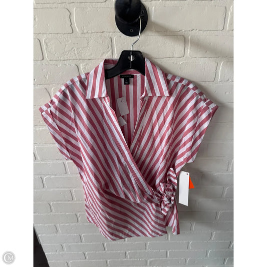 Top Short Sleeve By Ann Taylor In Red & White, Size: S
