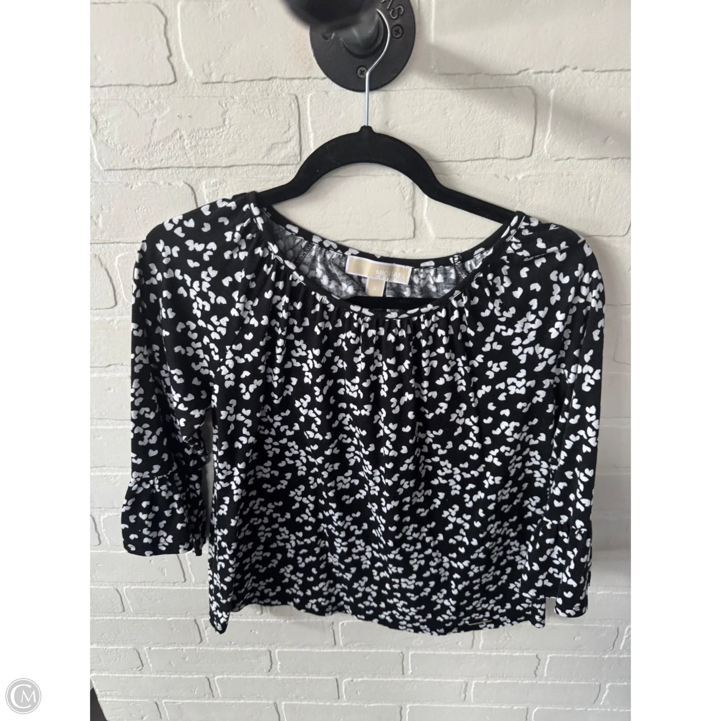 Top 3/4 Sleeve By Michael By Michael Kors In Black & White, Size: S