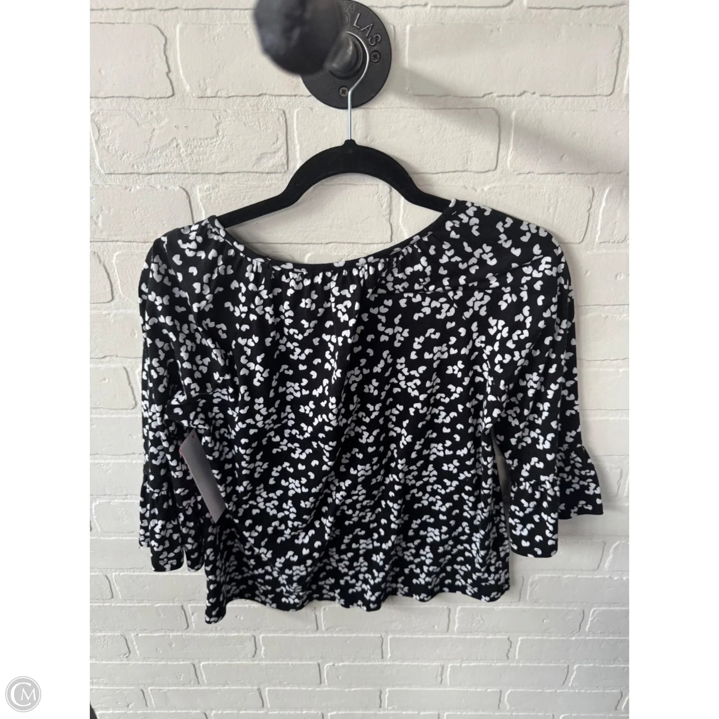 Top 3/4 Sleeve By Michael By Michael Kors In Black & White, Size: S