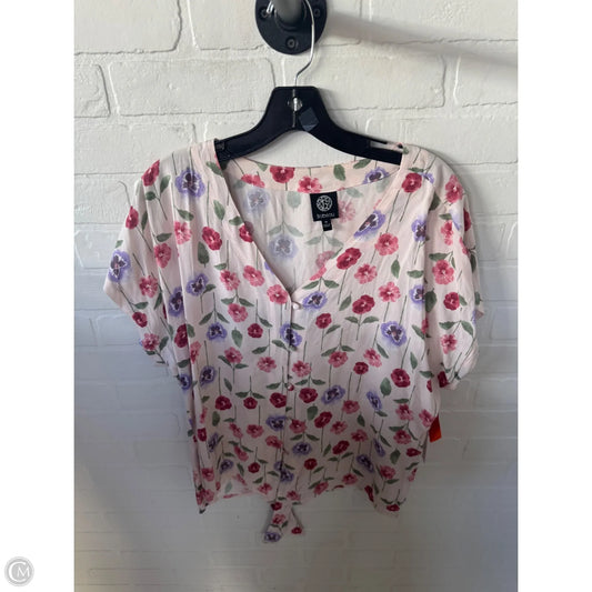 Top Short Sleeve By Bobeau In Pink & Purple, Size: M