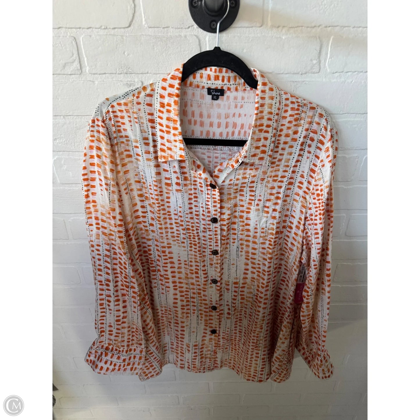 Blouse Long Sleeve By Cmc In Orange & Pink, Size: Xl
