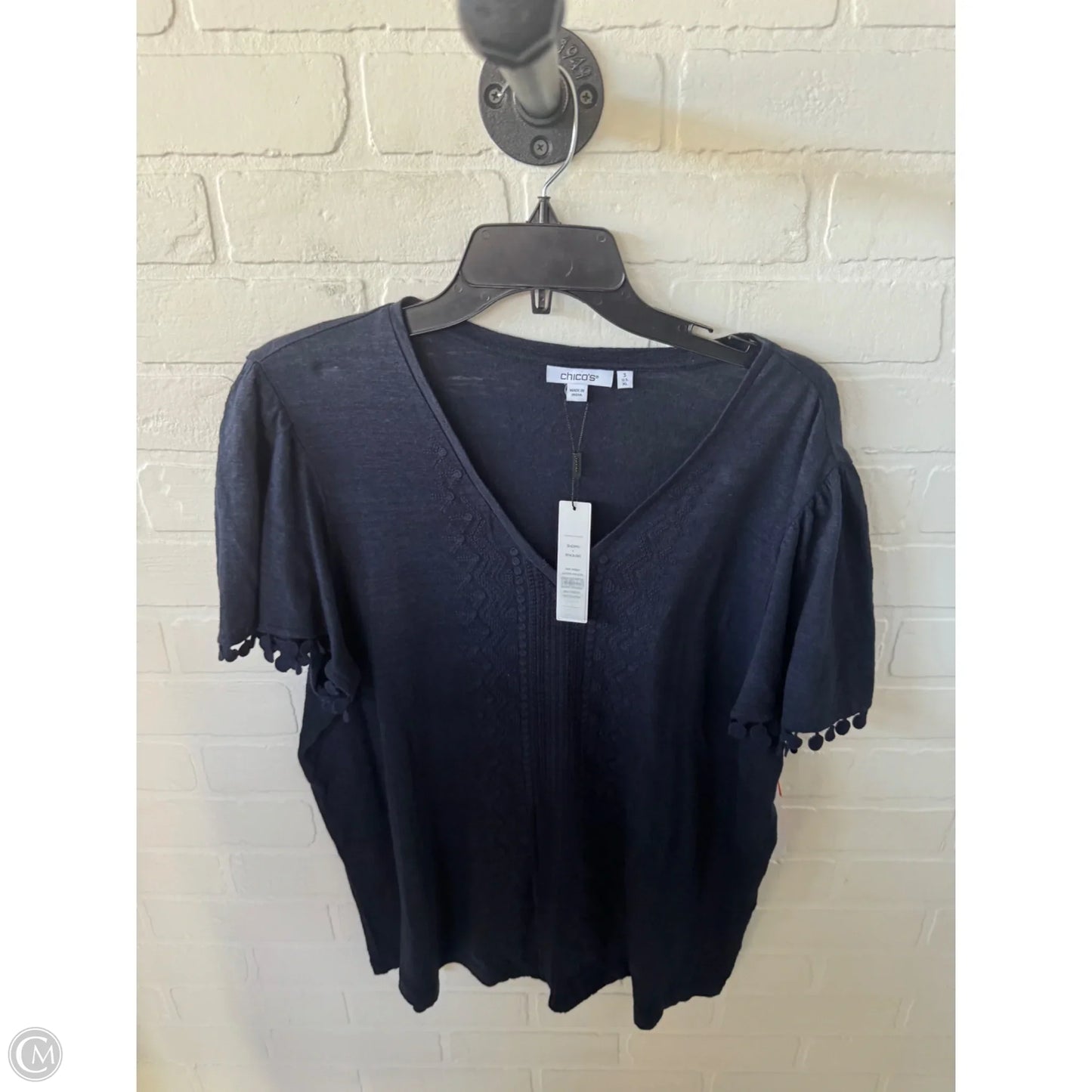 Top Short Sleeve By Chicos In Navy, Size: Xl