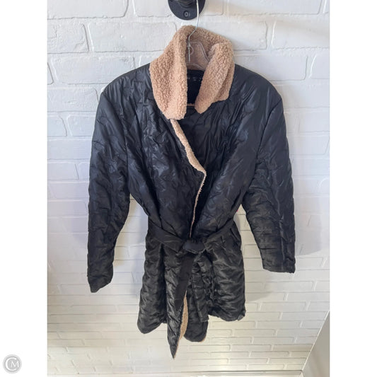 Coat Puffer & Quilted By Shein In Black & Tan, Size: M