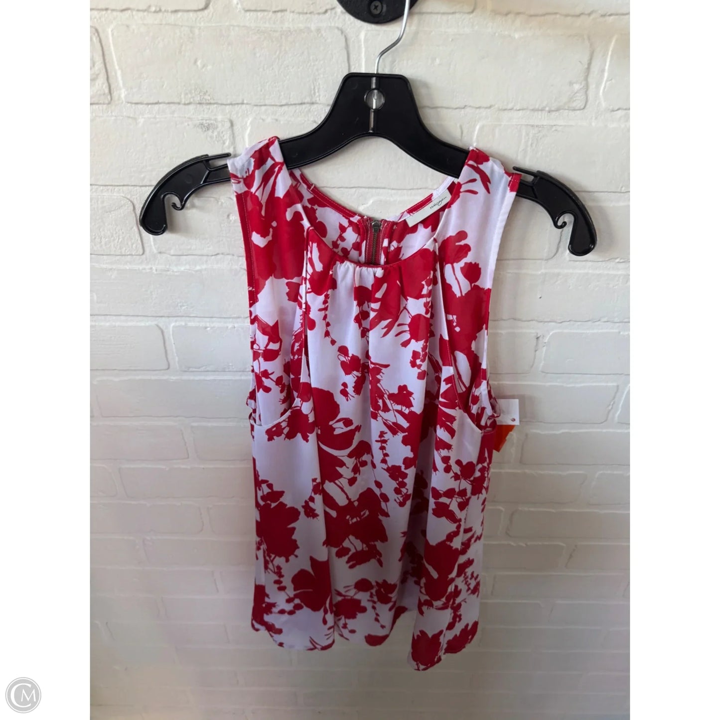 Top Sleeveless By Halogen In Red & White, Size: M