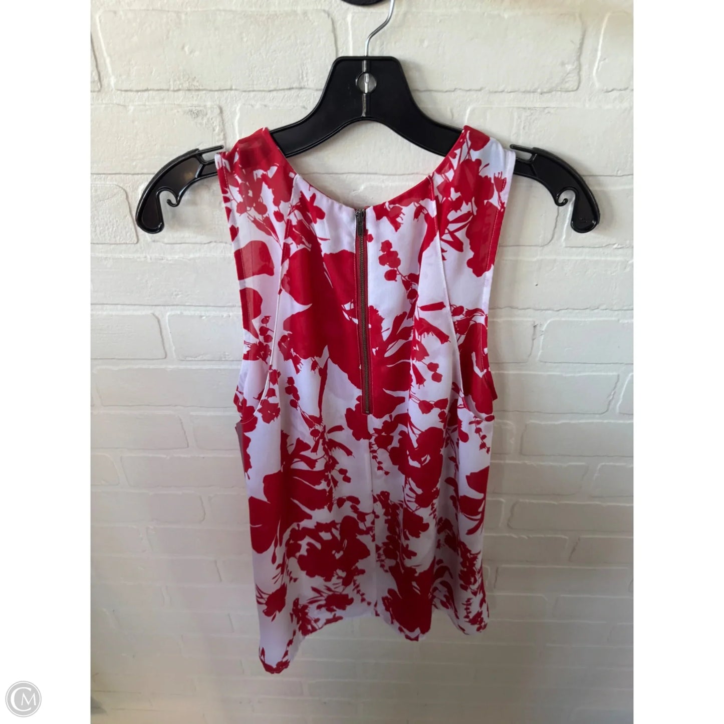 Top Sleeveless By Halogen In Red & White, Size: M