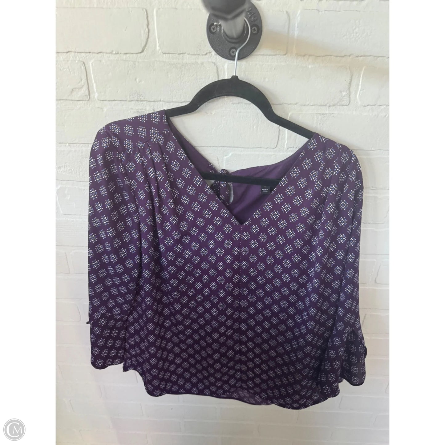 Top 3/4 Sleeve By 41 Hawthorn In Purple & White, Size: L