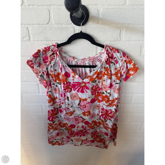 Top Short Sleeve By Cme In Pink & White, Size: S