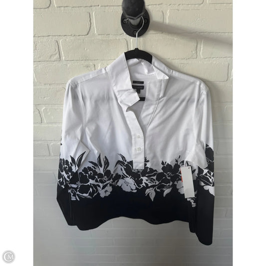 Blouse Long Sleeve By Talbots In Black & White, Size: L