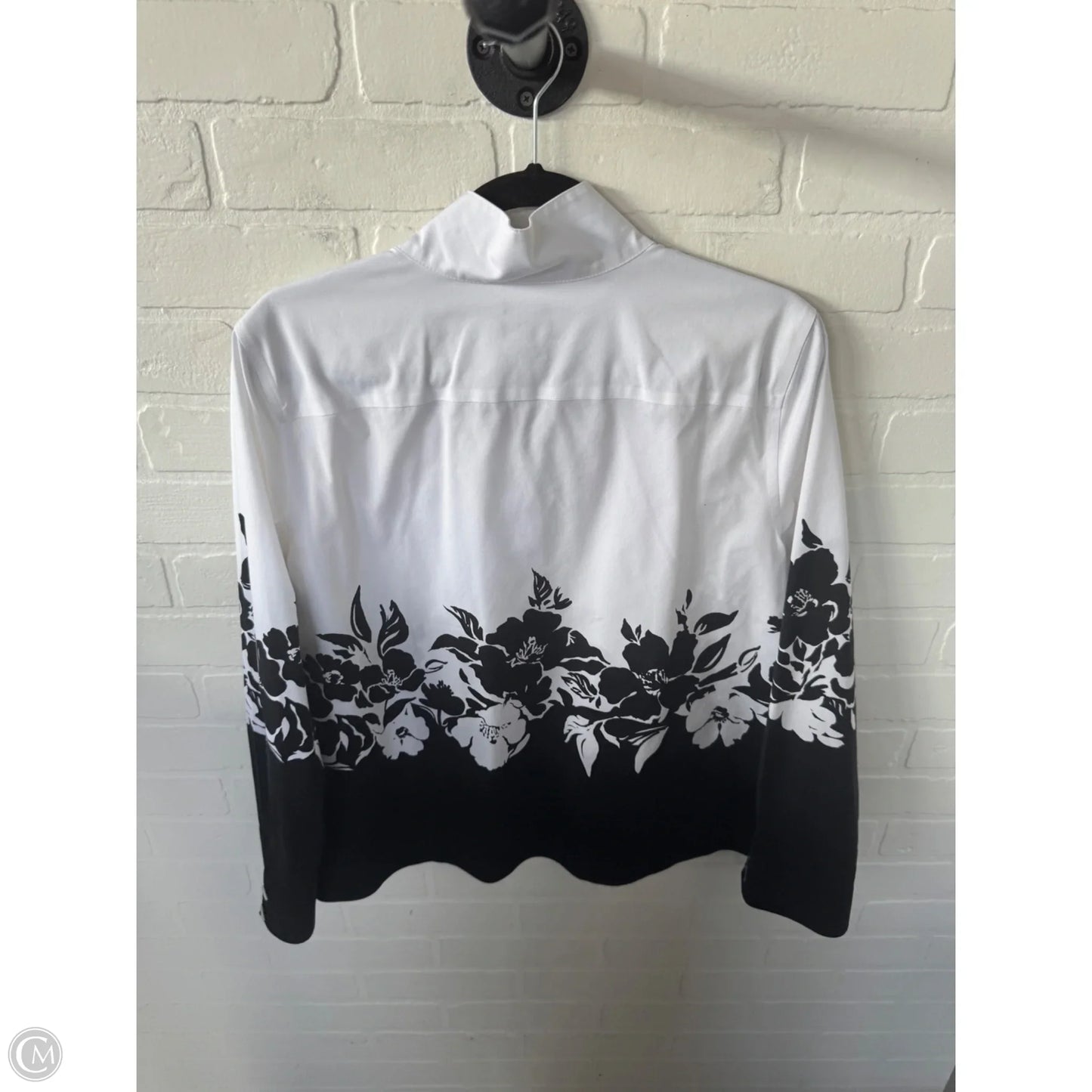 Blouse Long Sleeve By Talbots In Black & White, Size: L