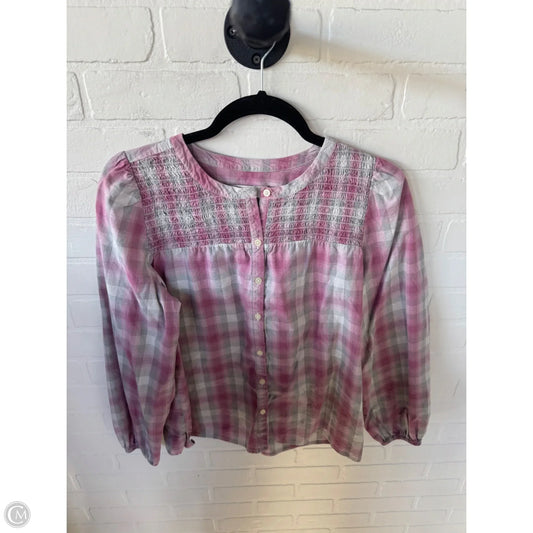 Top Long Sleeve By Loft In Grey & Pink, Size: S