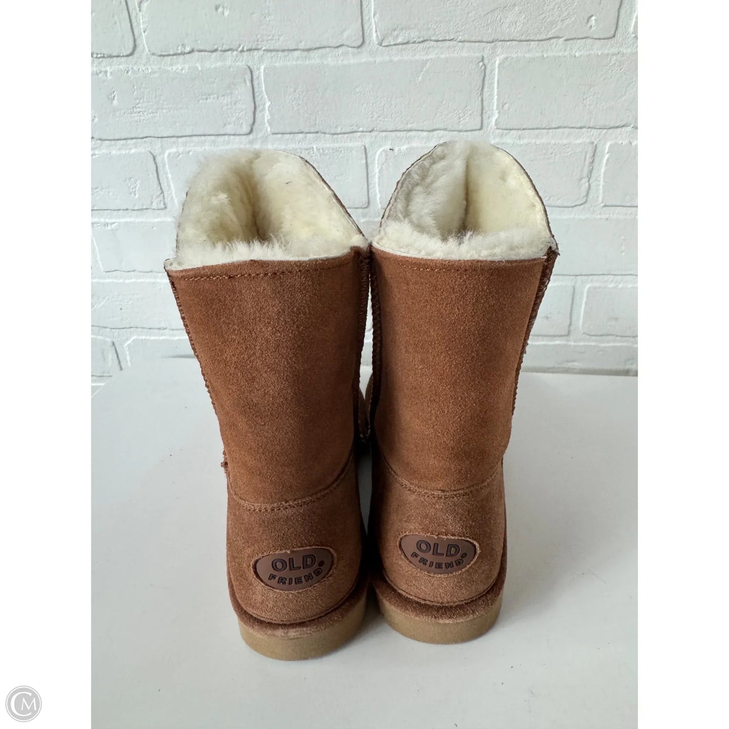 Boots Mid-calf Flats By Cmc In Brown & Cream, Size: 7