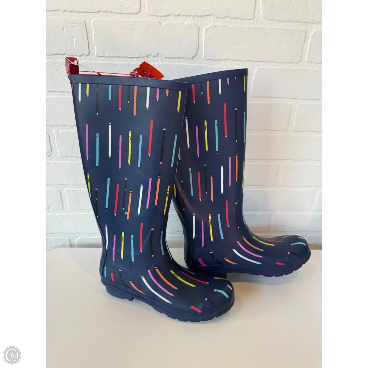 Boots Rain By Anthropologie In Blue & Pink, Size: 8