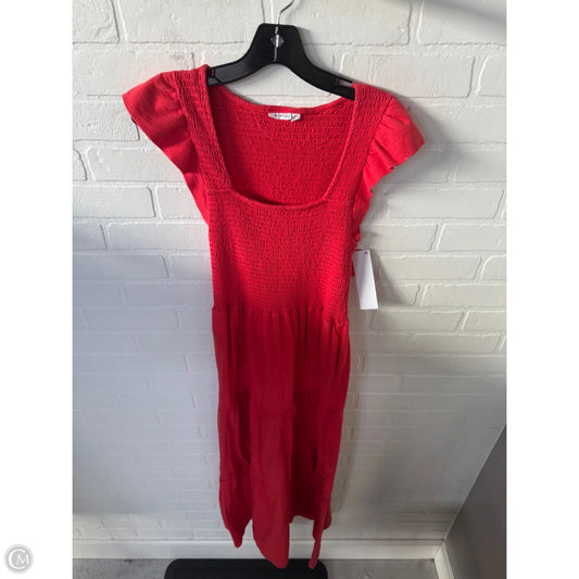 Dress Casual Midi By Lucky Brand In Orange & Red, Size: Medium