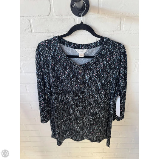 Blouse 3/4 Sleeve By Cj Banks In Black & Blue, Size: Xxl