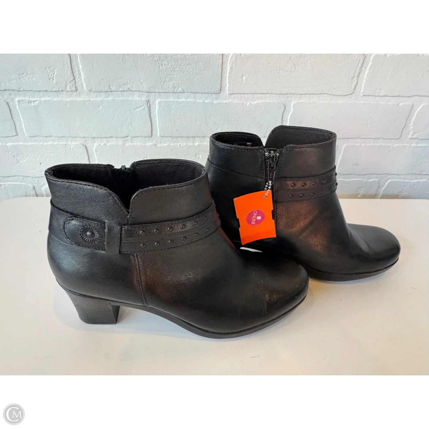 Boots Ankle Heels By Clarks In Black, Size: 8