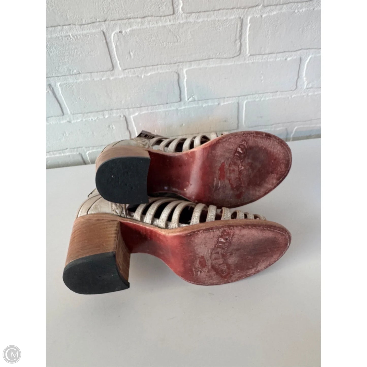 Boots Ankle Heels By Freebird In Brown & Cream, Size: 8