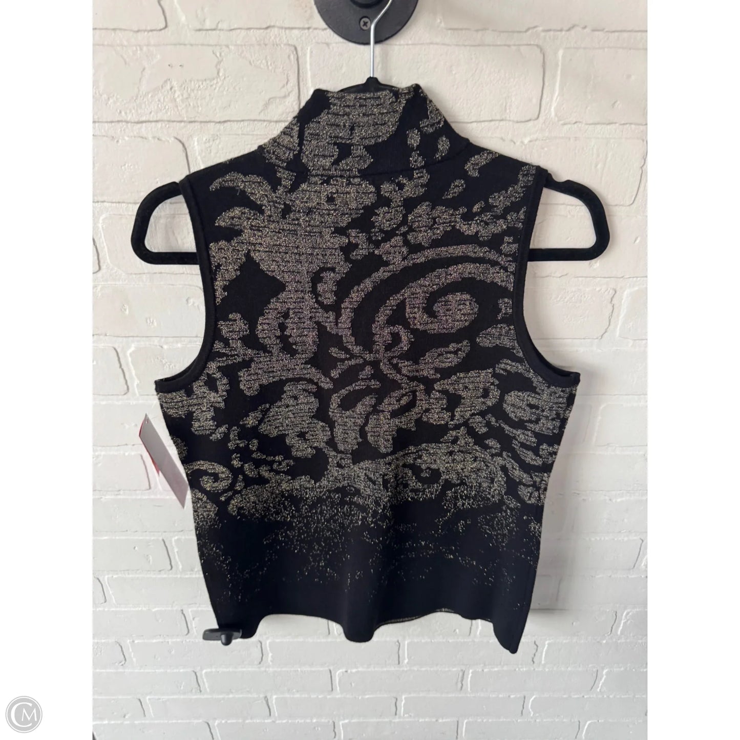 Vest Sweater By Chicos In Black & Gold, Size: S