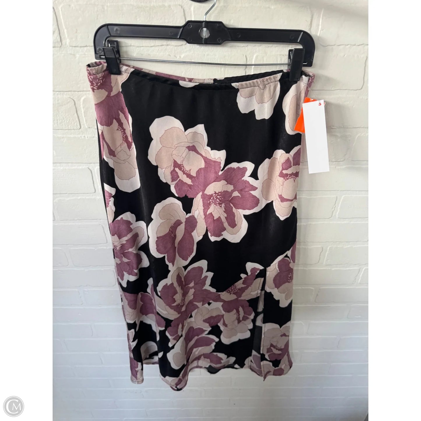 Skirt Midi By Veronica M In Black & Pink, Size: 12