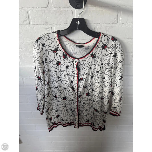 Sweater Cardigan By Talbots In Black & White, Size: Xl