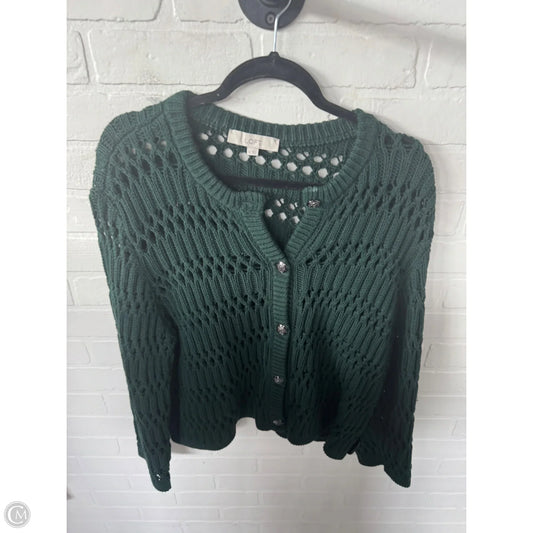 Sweater Cardigan By Loft In Green, Size: Xl