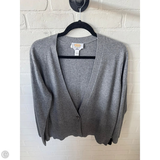 Sweater Cardigan Cashmere By Talbots In Grey, Size: 1x