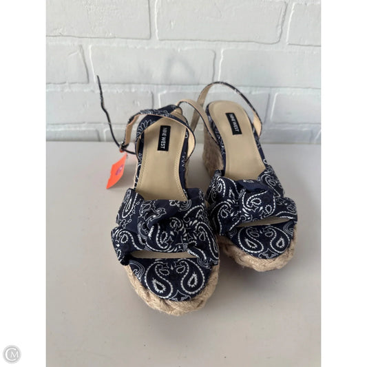 Sandals Heels Wedge By Nine West In Blue & White, Size: 7.5