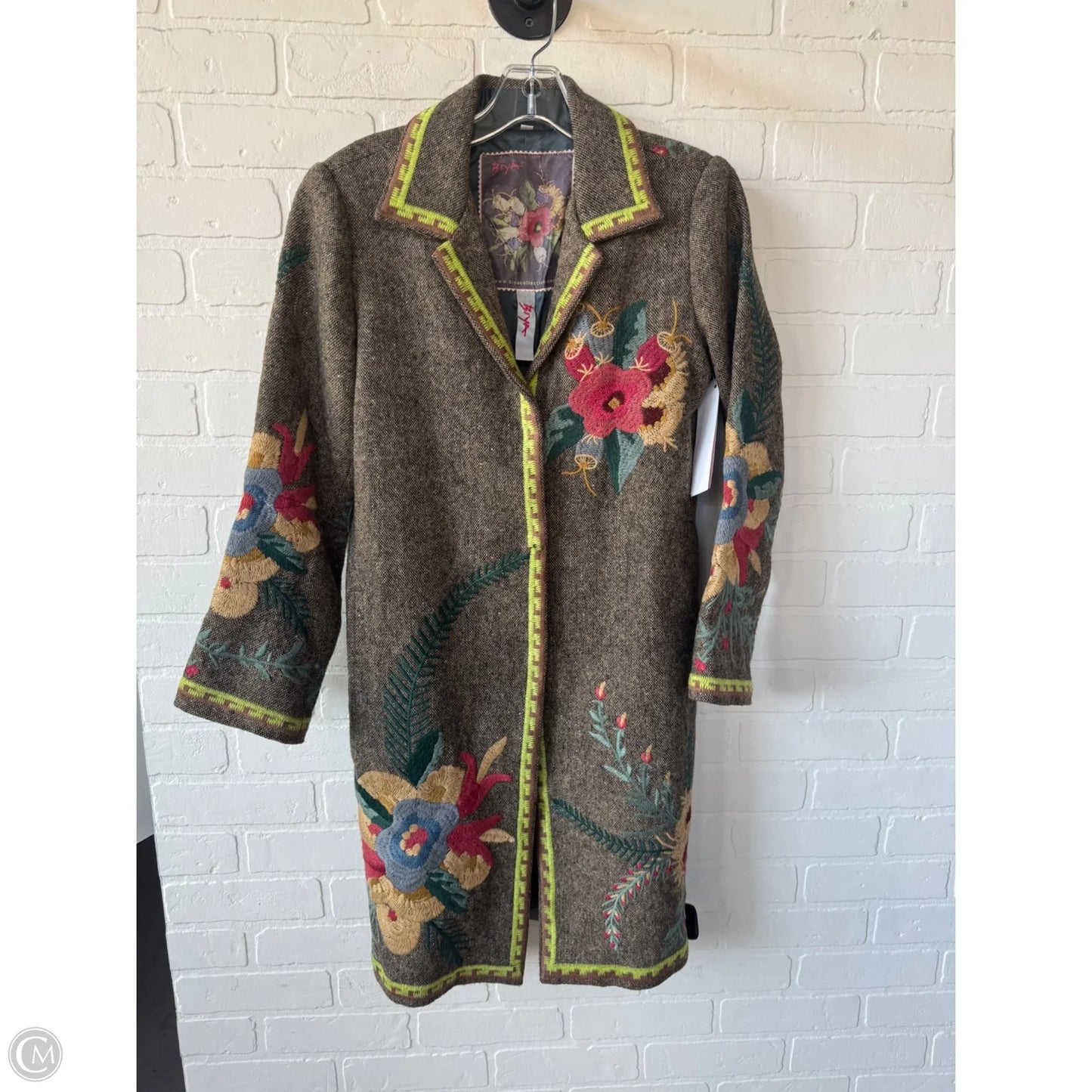 Coat Designer By Johnny Was In Brown & Red, Size: M