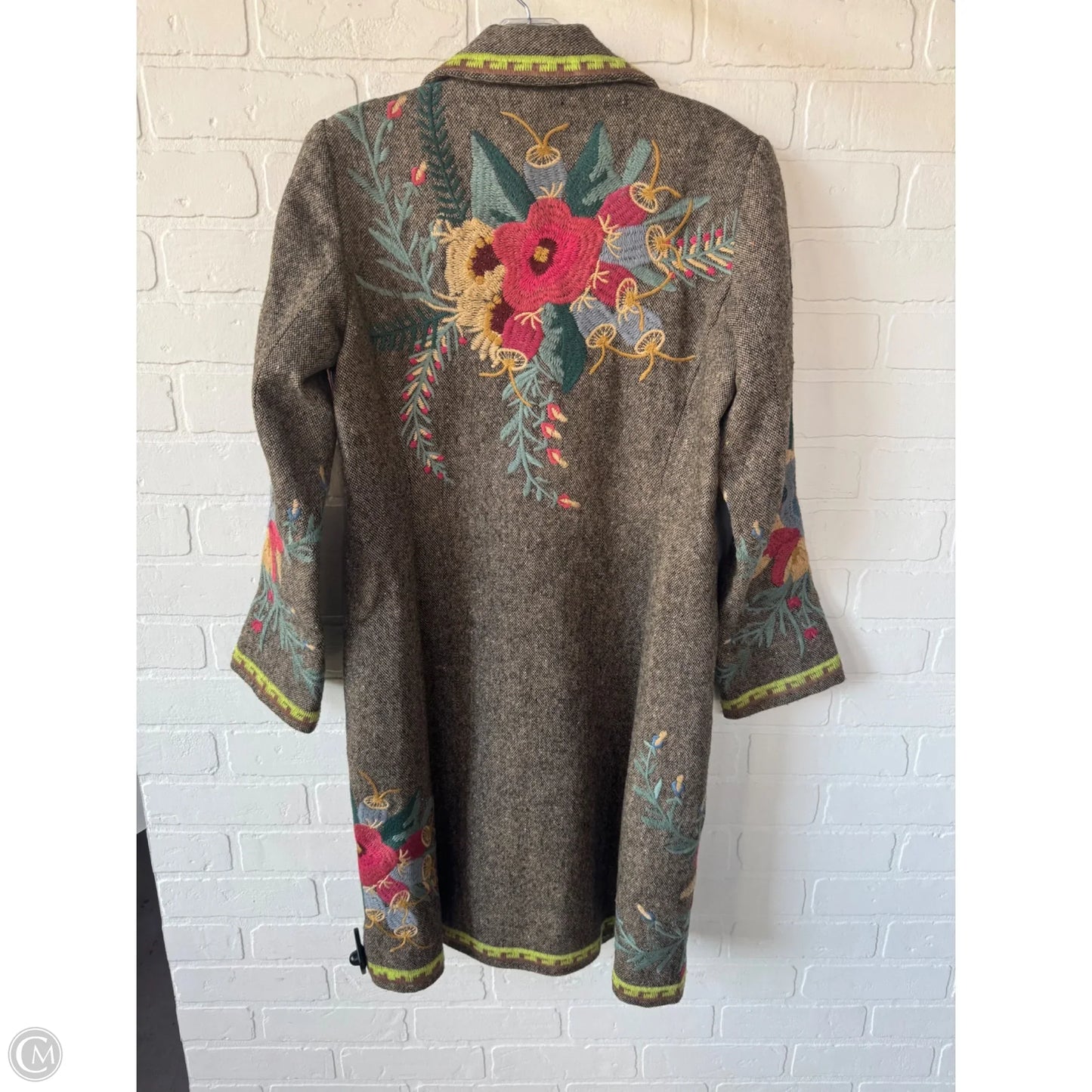 Coat Designer By Johnny Was In Brown & Red, Size: M